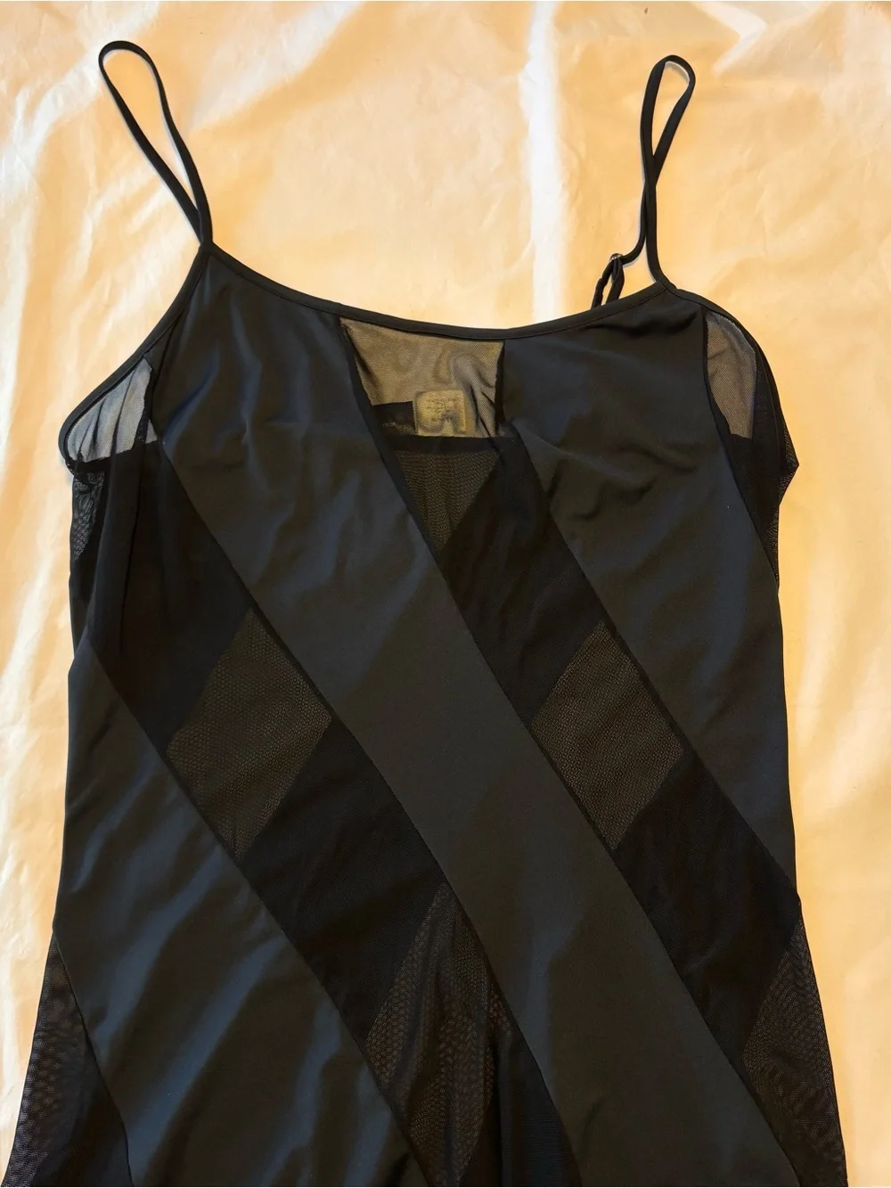 Vintage Frederick's of Hollywood Black Strappy Maxi with Sheer Diagonals XL - Picture 2 of 4